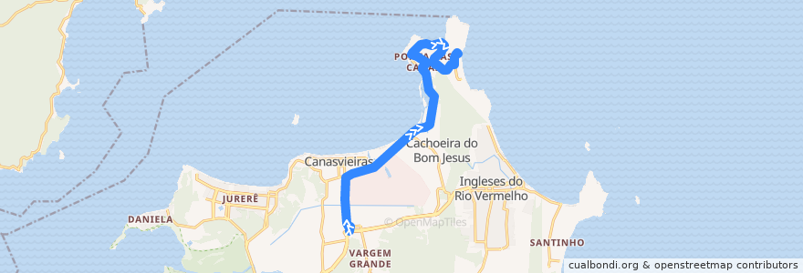 Mapa del recorrido Ônibus 266: Praia Brava, TICAN => Bairro,Ida de la línea  en Флорианополис.