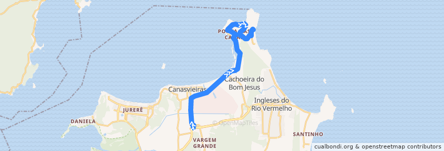 Mapa del recorrido Ônibus 266: Praia Brava, TICAN => Bairro,Ida de la línea  en Florianópolis.
