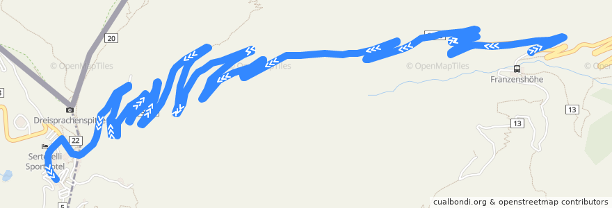 Mapa del recorrido Mals - Stilfs - Sulden / Stilfserjoch de la línea  en Stilfs - Stelvio.