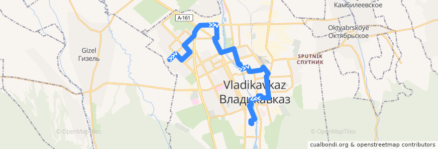 Mapa del recorrido Маршрут №40 (прямое направление) de la línea  en городской округ Владикавказ.