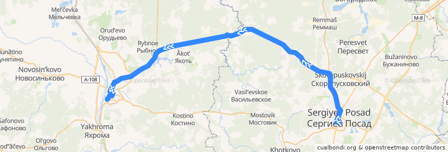 Mapa del recorrido Автобус №63: Дмитров - Сергиев Посад de la línea  en Московская область.