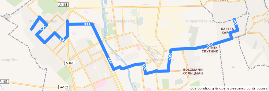 Mapa del recorrido Маршрут №10 (от п.Спутник) de la línea  en городской округ Владикавказ.