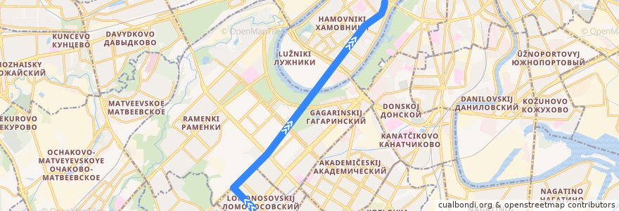 Mapa del recorrido Троллейбус № 28: Ленинский проспект - Крымская площадь de la línea  en Moscow.