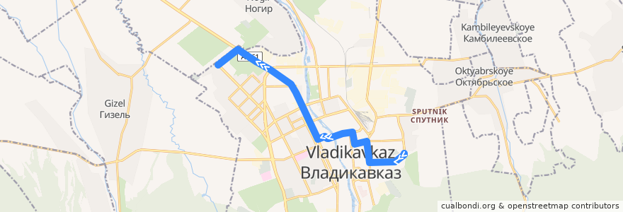 Mapa del recorrido Маршрут №8 (от ул.З.Магкаева) de la línea  en городской округ Владикавказ.