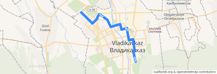 Mapa del recorrido Маршрут №57 (обратное направление) de la línea  en городской округ Владикавказ.