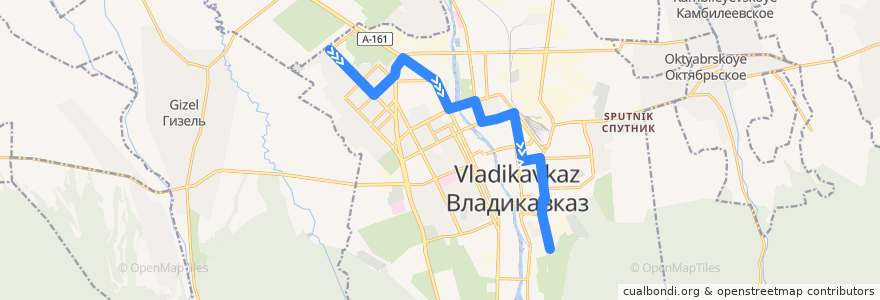 Mapa del recorrido Маршрут №57 (прямое направление) de la línea  en городской округ Владикавказ.