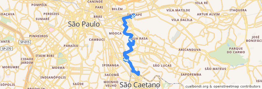 Mapa del recorrido 575A-10 Div. São Caetano de la línea  en São Paulo.