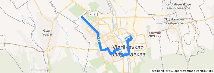 Mapa del recorrido Маршрут №45 (обратное направление) de la línea  en городской округ Владикавказ.