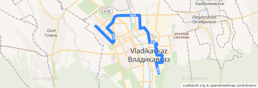 Mapa del recorrido Маршрут №52 (прямое направление) de la línea  en городской округ Владикавказ.