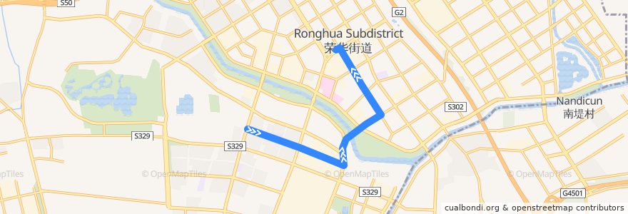 Mapa del recorrido Bus 580: 泰河一街西口 => 开发区交通服务中心 de la línea  en 大兴区.