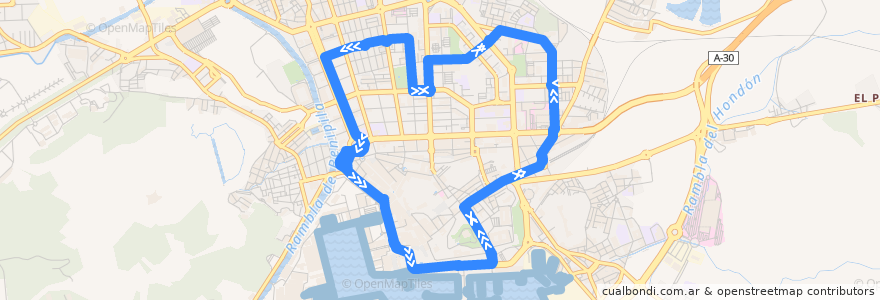 Mapa del recorrido Icue Bus de la línea  en Cartagena.