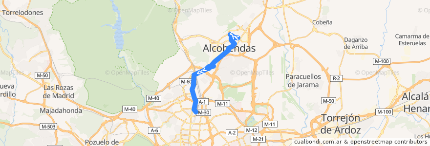 Mapa del recorrido Bus 154: San Sebastián de los Reyes (por Fuencarral) → Estación Chamartín de la línea  en Comunidad de Madrid.