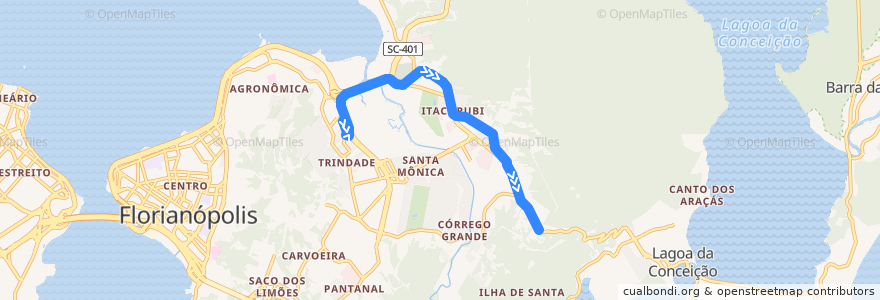 Mapa del recorrido Ônibus 165: Itacorubi, TITRI => Bairro de la línea  en 弗洛里亚诺波利斯.