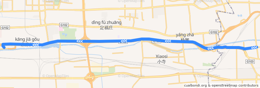 Mapa del recorrido Bus 322: 武夷花园 => 四惠站 de la línea  en 朝阳区.