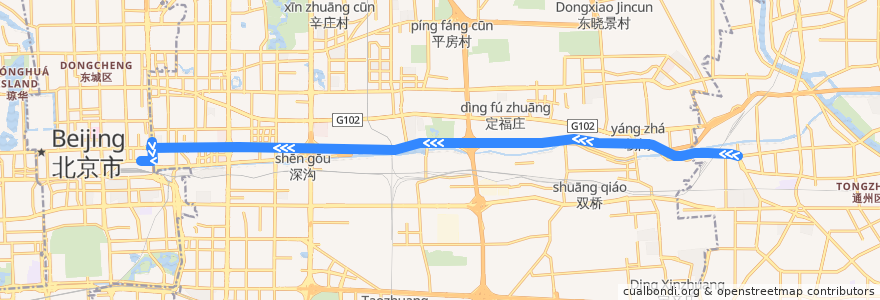 Mapa del recorrido Bus 668: 京东运乔建材城 => 北京站东 de la línea  en Pekín.