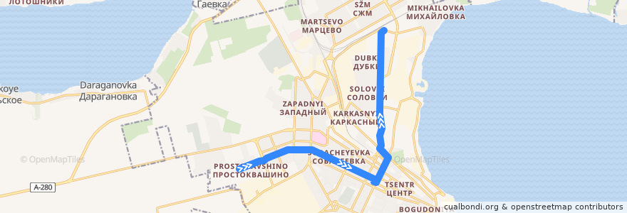 Mapa del recorrido Троллейбус 5 de la línea  en городской округ Таганрог.
