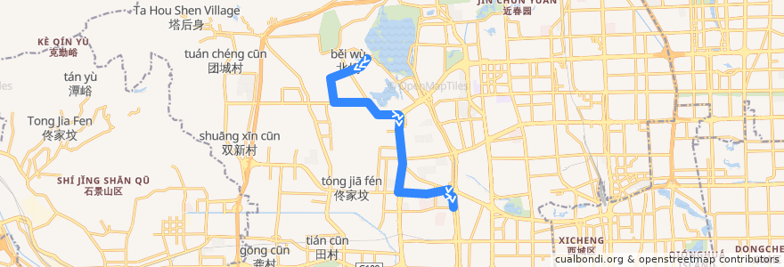 Mapa del recorrido Bus 469: 颐和园西门 => 彰化村路东口 de la línea  en 海淀区.