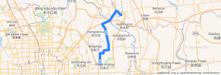 Mapa del recorrido Bus 640: 小庄路口北 => 岗山村南站 de la línea  en 朝阳区.