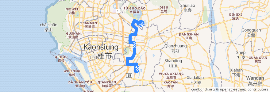 Mapa del recorrido 鳳青幹線(往程) de la línea  en Kaohsiung.