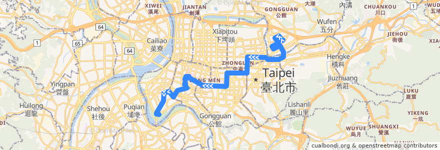 Mapa del recorrido 臺北市 204 東園-麥帥新城 (返程) de la línea  en تایپه.