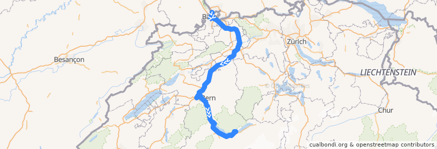 Mapa del recorrido EC 7: Hamburg => Interlaken Ost de la línea  en スイス.