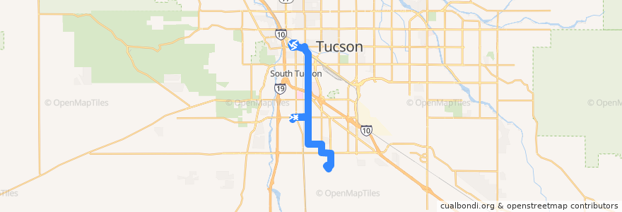 Mapa del recorrido Sun Tran Route 25 South Park Avenue (southbound) de la línea  en توسان.