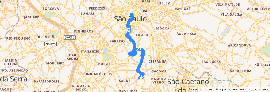 Mapa del recorrido 4114-10 Term. Pq. D. Pedro II de la línea  en サンパウロ.