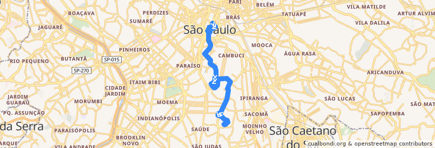 Mapa del recorrido 4114-10 Vila Gumercindo de la línea  en Sao Paulo.