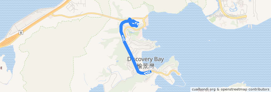 Mapa del recorrido 9A - 愉景灣碼頭廣場 - 尚堤(循環線) Discovery Bay Ferry Pier Plaza - Chianti (Circular Route) de la línea  en 離島區 Islands District.