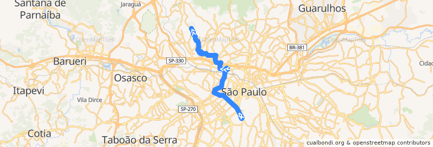 Mapa del recorrido 917M-10 Morro Grande de la línea  en San Pablo.