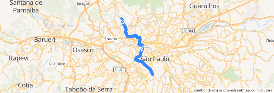 Mapa del recorrido 917M-10 Metrô Ana Rosa de la línea  en São Paulo.