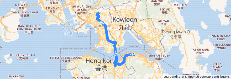 Mapa del recorrido Cross-harbour Bus 112 (North Point (Pak Fuk Road) → So Uk) de la línea  en 香港 Hong Kong.