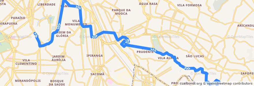 Mapa del recorrido 476G-41 Vila Industrial de la línea  en San Paolo.