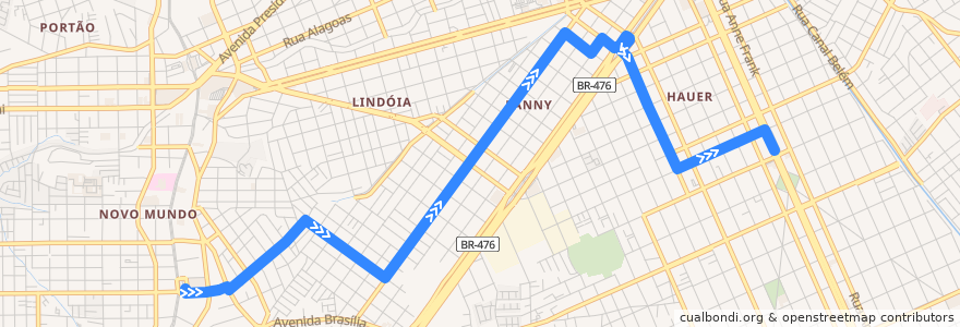 Mapa del recorrido Fanny de la línea  en 쿠리치바.