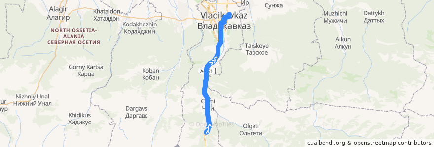 Mapa del recorrido Маршрут №61 (от с.Ларс) de la línea  en городской округ Владикавказ.