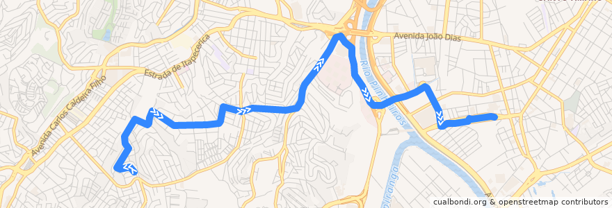 Mapa del recorrido 6043-10 Terminal Santo Amaro de la línea  en Сан-Паулу.