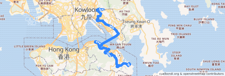 Mapa del recorrido Bus 606 (Choi Wan (Fung Shing Street) → Siu Sai Wan (Island Resort)) de la línea  en 홍콩.