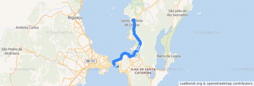 Mapa del recorrido Ônibus 212: Santo Antônio Direto, TICEN => TISAN de la línea  en 弗洛里亚诺波利斯.