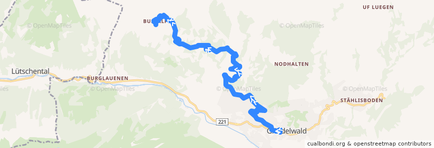 Mapa del recorrido Bus 125: Bahnhof->Oberäll de la línea  en Grindelwald.