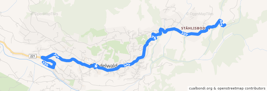 Mapa del recorrido Bus 121: Männlichenbahn => Oberer Gletscher de la línea  en Grindelwald.