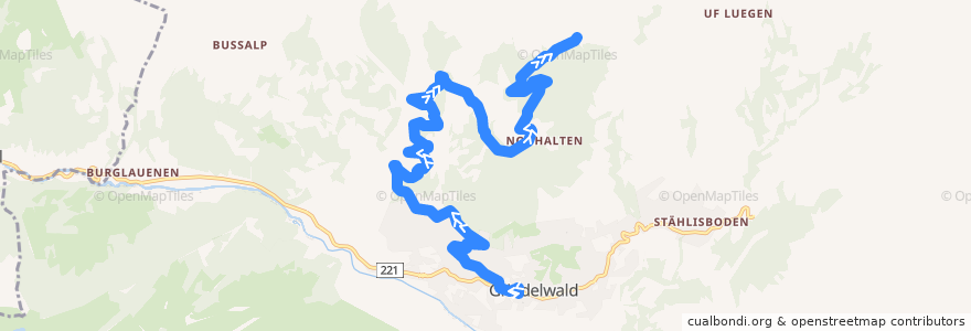 Mapa del recorrido Stutz->Bodmi (Skibus) de la línea  en Grindelwald.