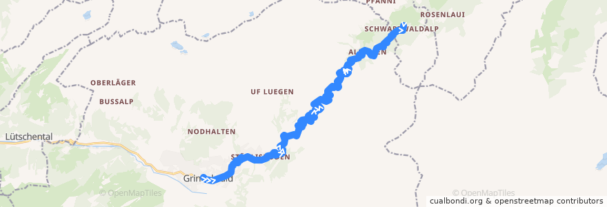 Mapa del recorrido Bus 31.128: Grindelwald => Schwarzwaldalp de la línea  en Grindelwald.