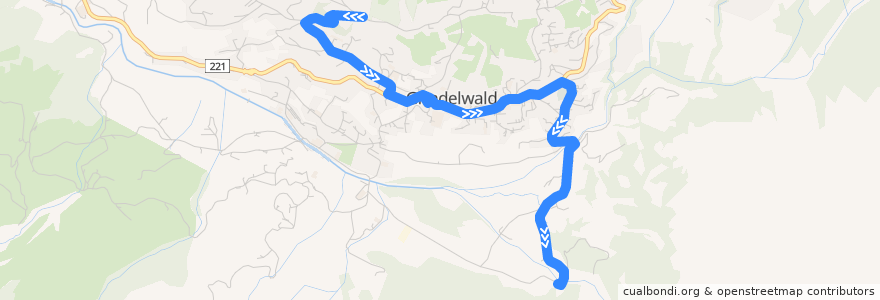 Mapa del recorrido Bus 2: Bodmi => Gletscherschlucht (Winter) de la línea  en Grindelwald.