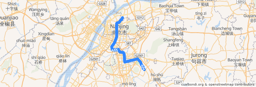 Mapa del recorrido 南京地铁1号线: 中国药科大学 => 迈皋桥 de la línea  en Nankin.