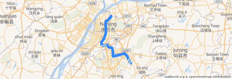 Mapa del recorrido 南京地铁1号线: 中国药科大学 => 迈皋桥 de la línea  en 南京市.