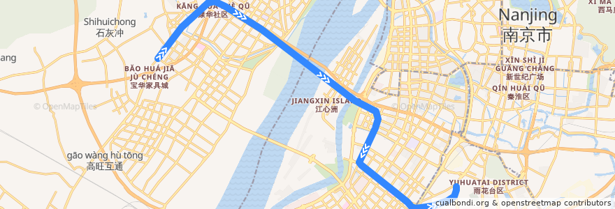 Mapa del recorrido 南京地铁10号线: 雨山路 => 安德门 de la línea  en 南京市.