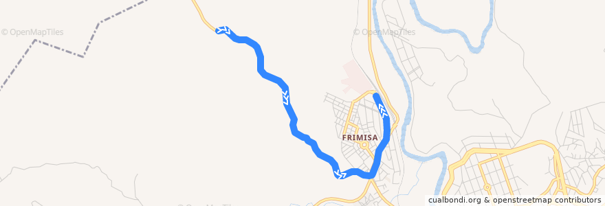 Mapa del recorrido SC01-3 - Frimisa/APAC (volta) de la línea  en Santa Luzia.