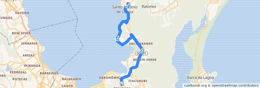 Mapa del recorrido Ônibus 846: Cacupé, TITRI => TISAN de la línea  en Florianópolis.