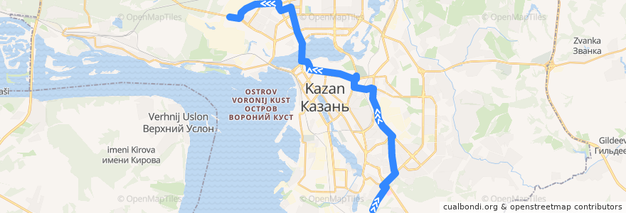 Mapa del recorrido А22 Ферма-2 – ул. Можайского de la línea  en городской округ Казань.