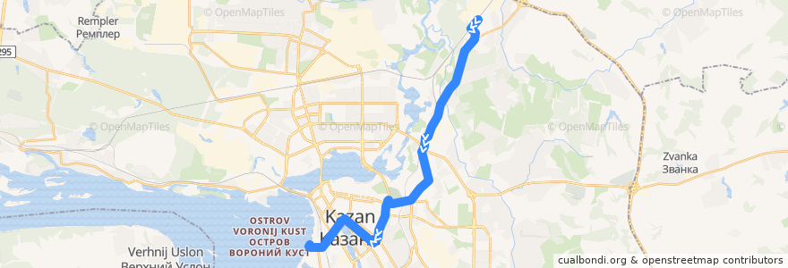 Mapa del recorrido А1 Дербышки - Речной порт de la línea  en городской округ Казань.